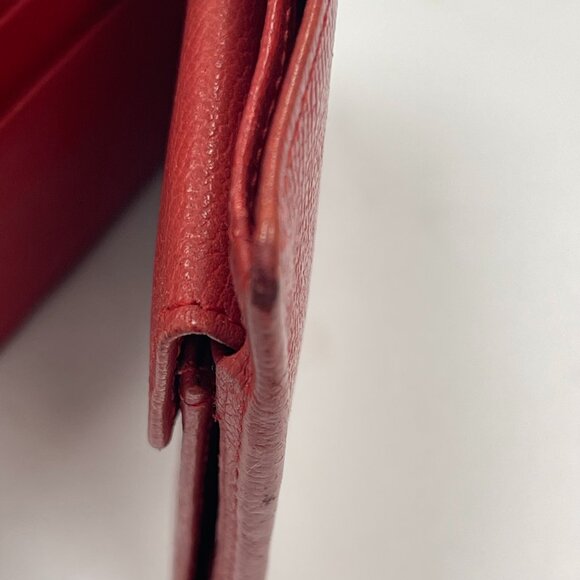 Yves Saint Laurent (YSL) Vintage Red Leather Compact Bifold Wallet - Preowned - Picture 10 of 11